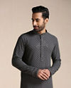 alt message - Manyavar Men Light Grey Chikankari Kurta Set image number 0